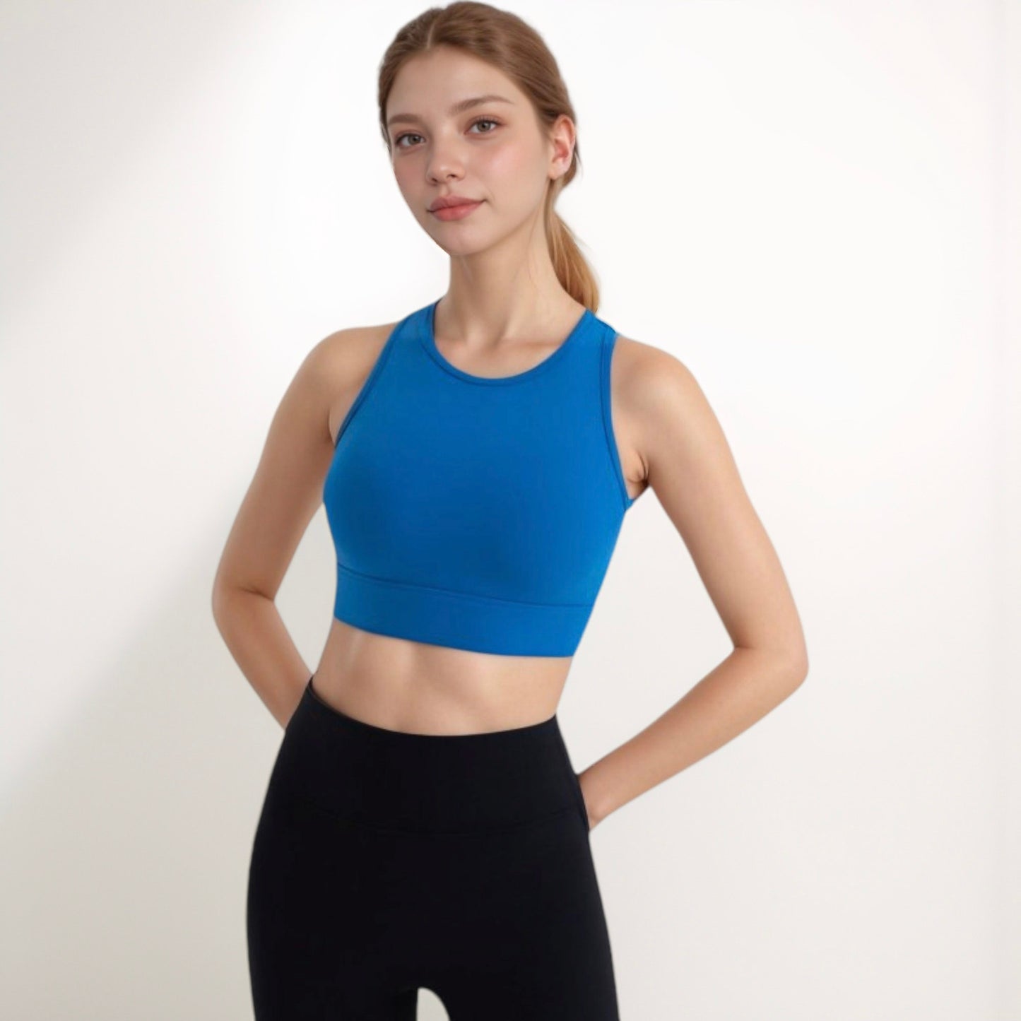 Anna-Kaci Active Women's Sports Bra with Double Strap Detail and Wide Hem Band for Medium Support