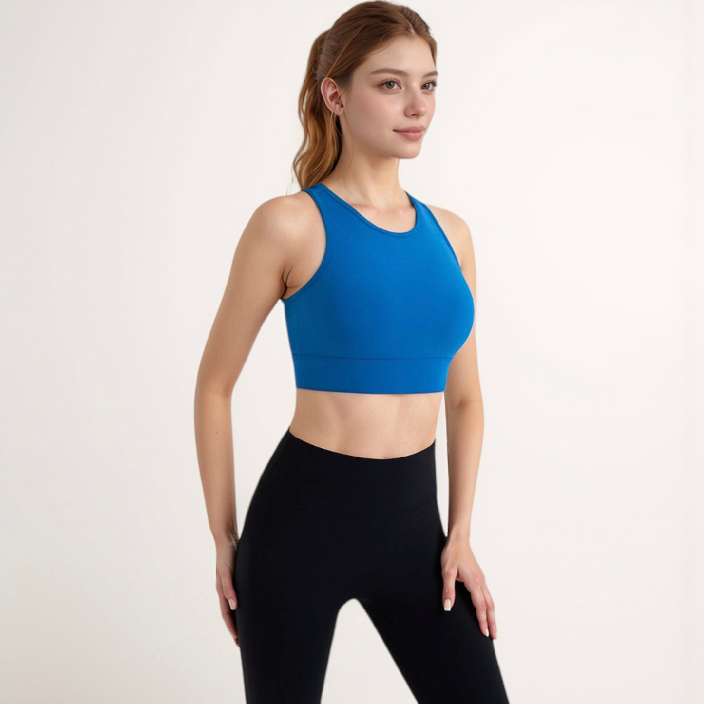 Anna-Kaci Active Women's Sports Bra with Double Strap Detail and Wide Hem Band for Medium Support