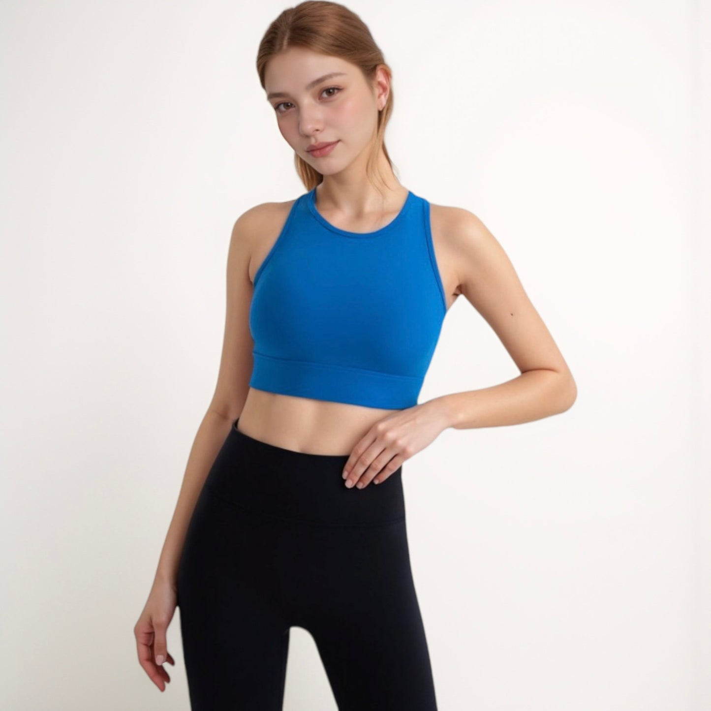 Anna-Kaci Active Women's Sports Bra with Double Strap Detail and Wide Hem Band for Medium Support