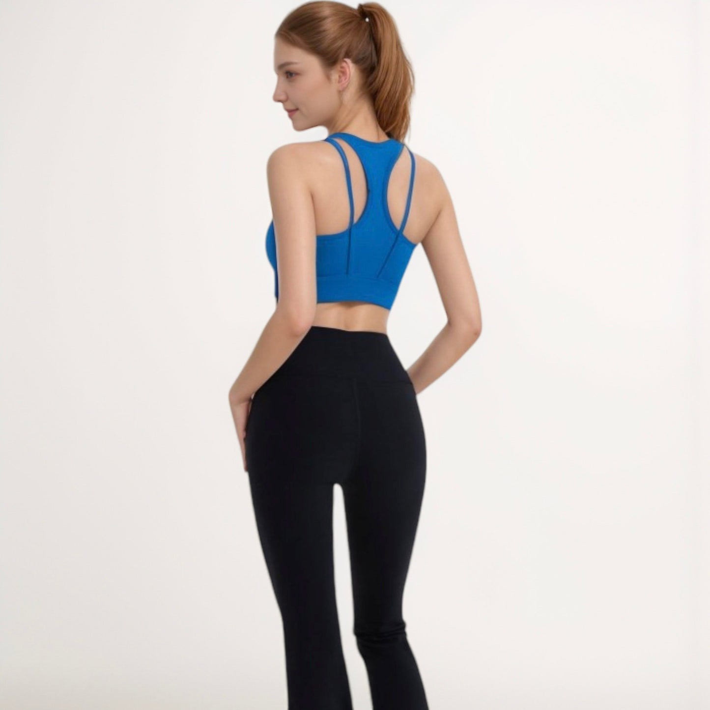 Anna-Kaci Active Women's Sports Bra with Double Strap Detail and Wide Hem Band for Medium Support