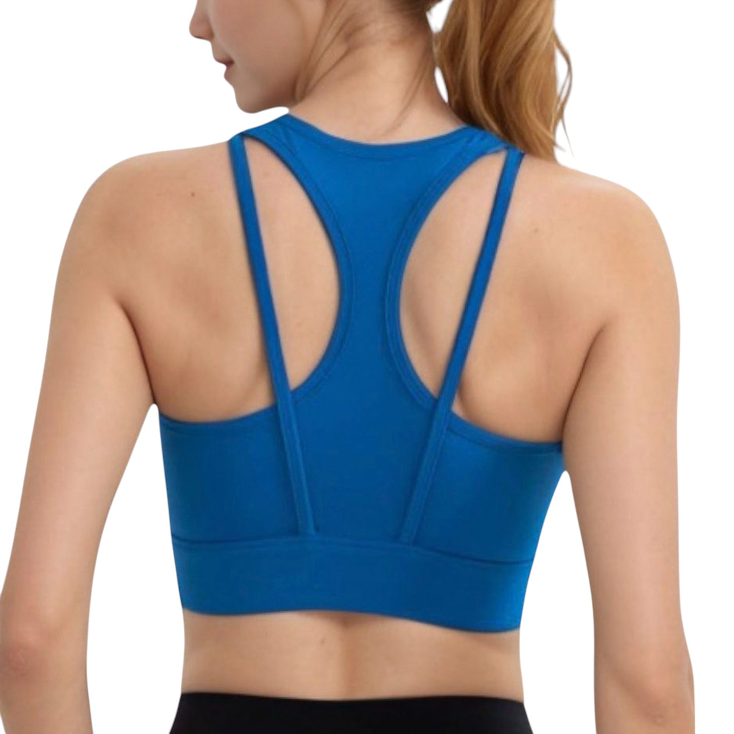 Anna-Kaci Active Women's Sports Bra with Double Strap Detail and Wide Hem Band for Medium Support