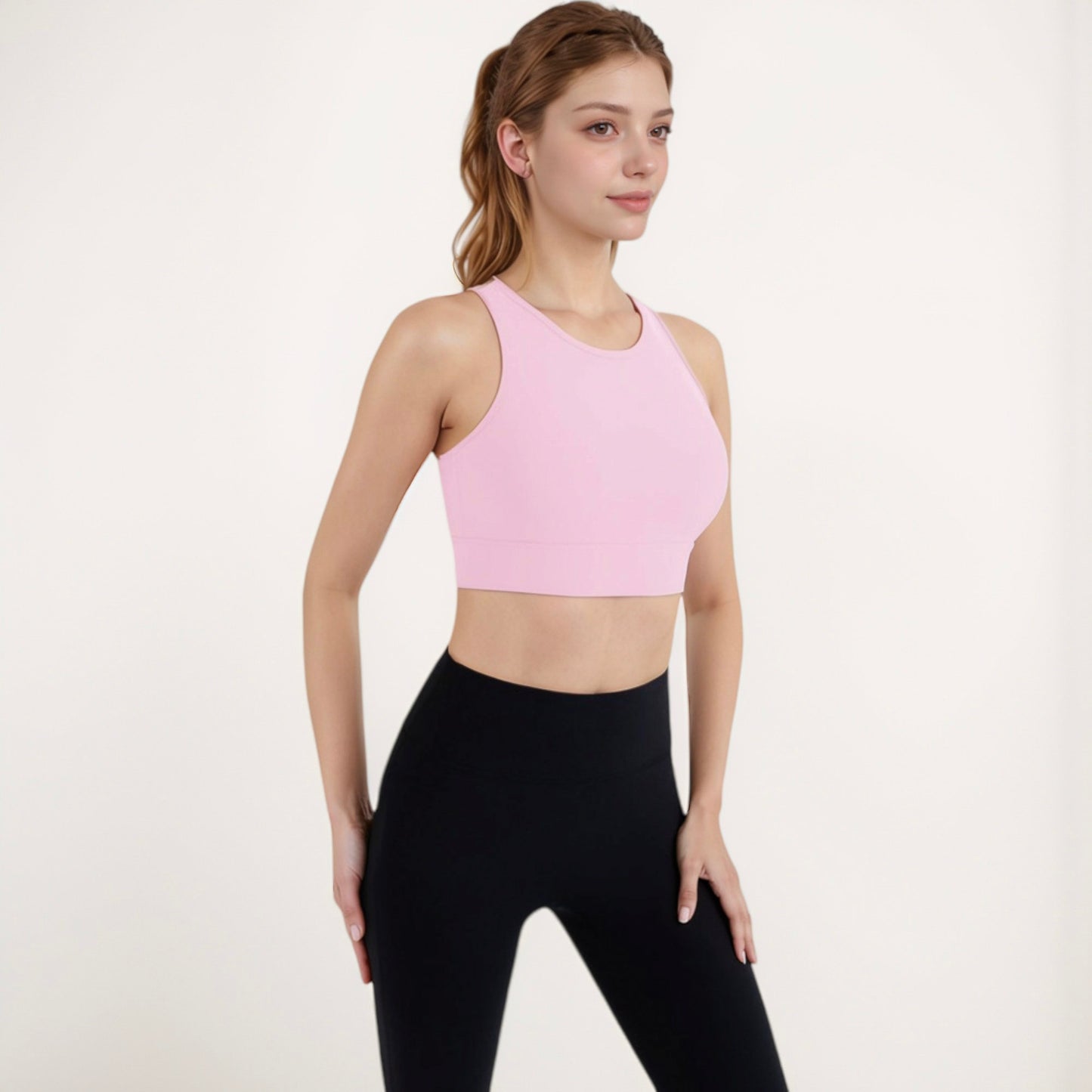 Anna-Kaci Active Women's Sports Bra with Double Strap Detail and Wide Hem Band for Medium Support