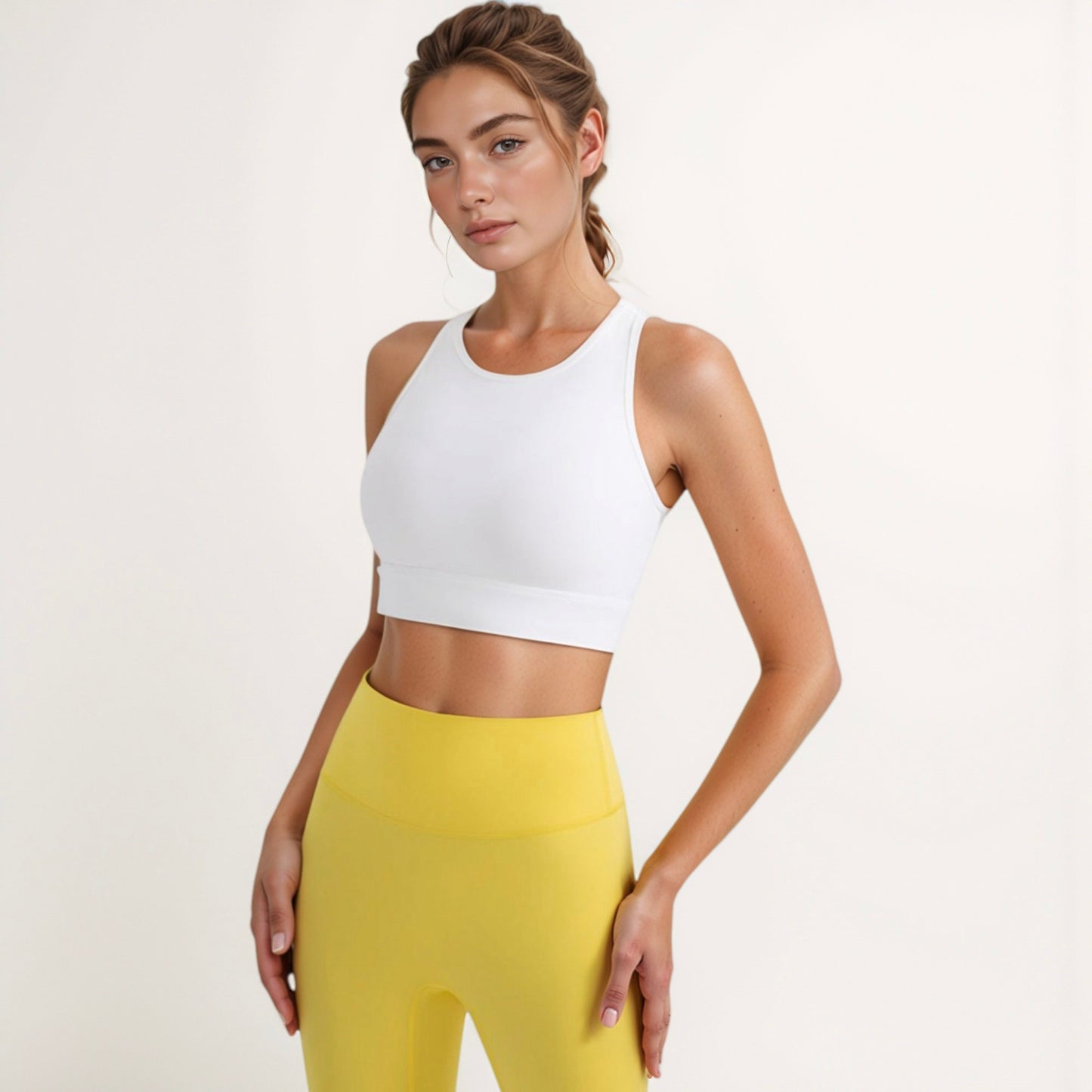 Anna-Kaci Active Women's Sports Bra with Double Strap Detail and Wide Hem Band for Medium Support
