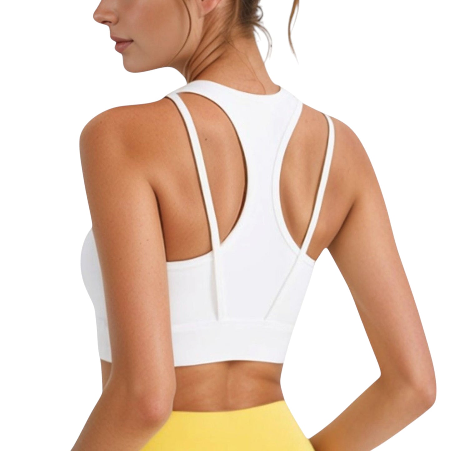 Anna-Kaci Active Women's Sports Bra with Double Strap Detail and Wide Hem Band for Medium Support