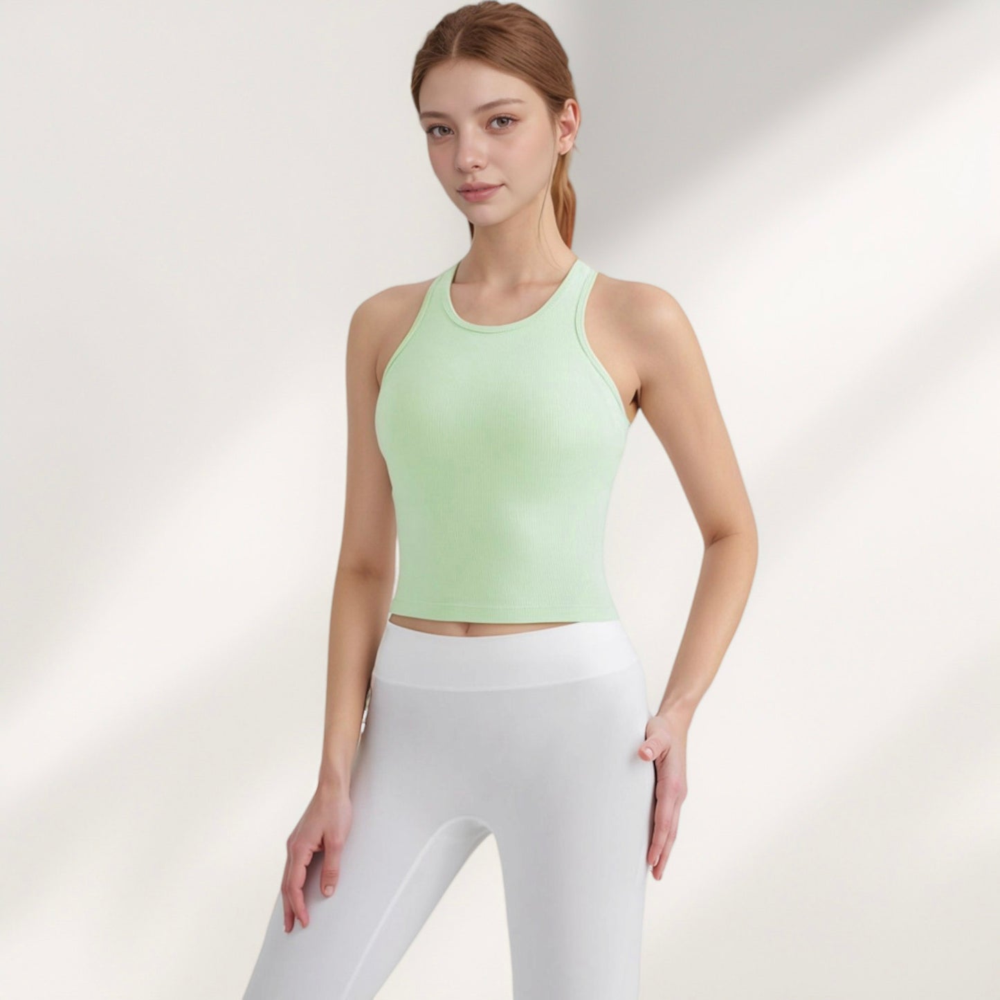 Anna-Kaci Active Women's Ribbed Black High Neck Crop Tank Top for Active and Casual Wear