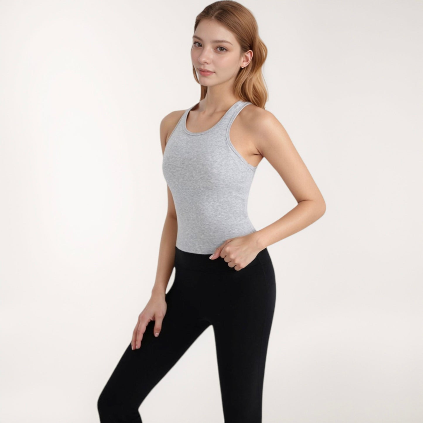 Anna-Kaci Active Women's Ribbed Black High Neck Crop Tank Top for Active and Casual Wear