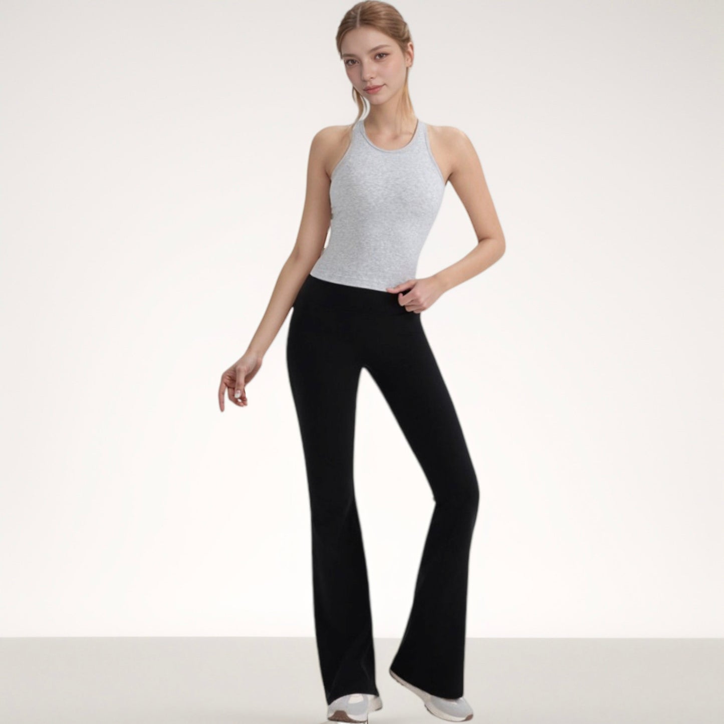 Anna-Kaci Active Women's Ribbed Black High Neck Crop Tank Top for Active and Casual Wear