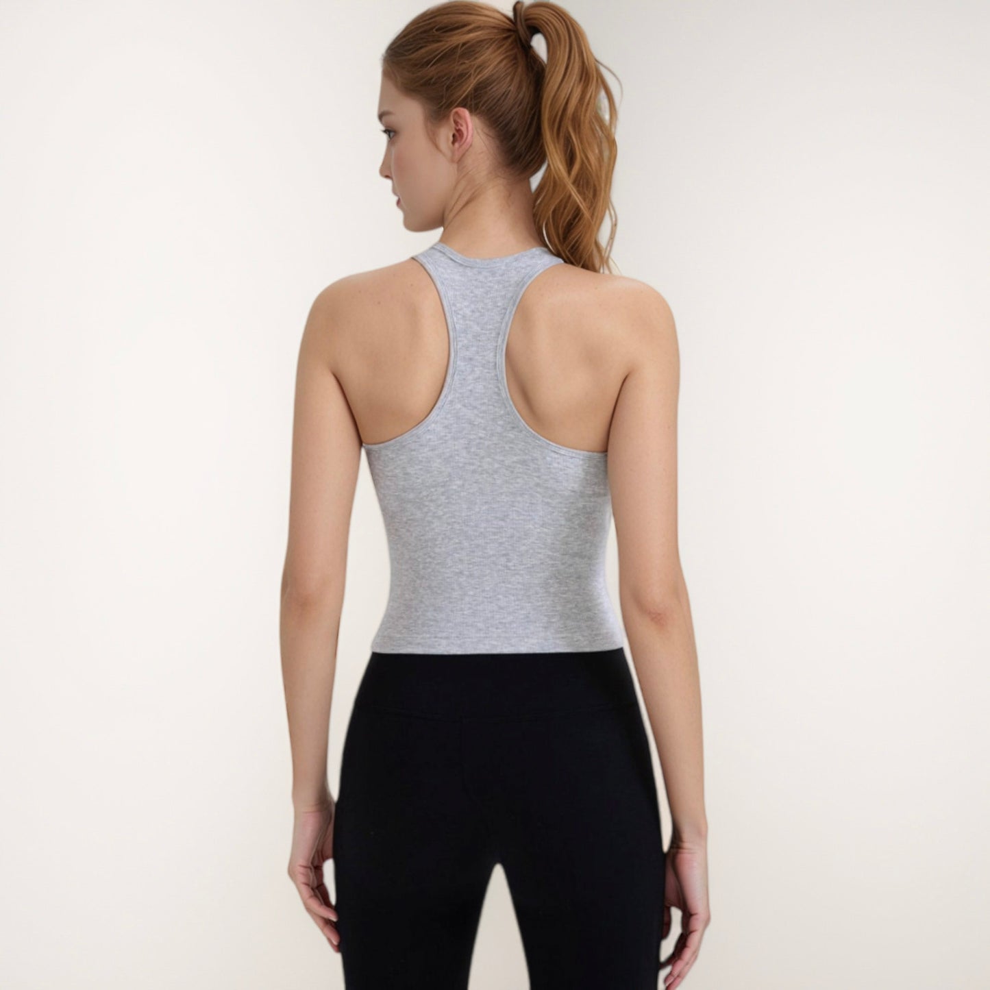 Anna-Kaci Active Women's Ribbed Black High Neck Crop Tank Top for Active and Casual Wear