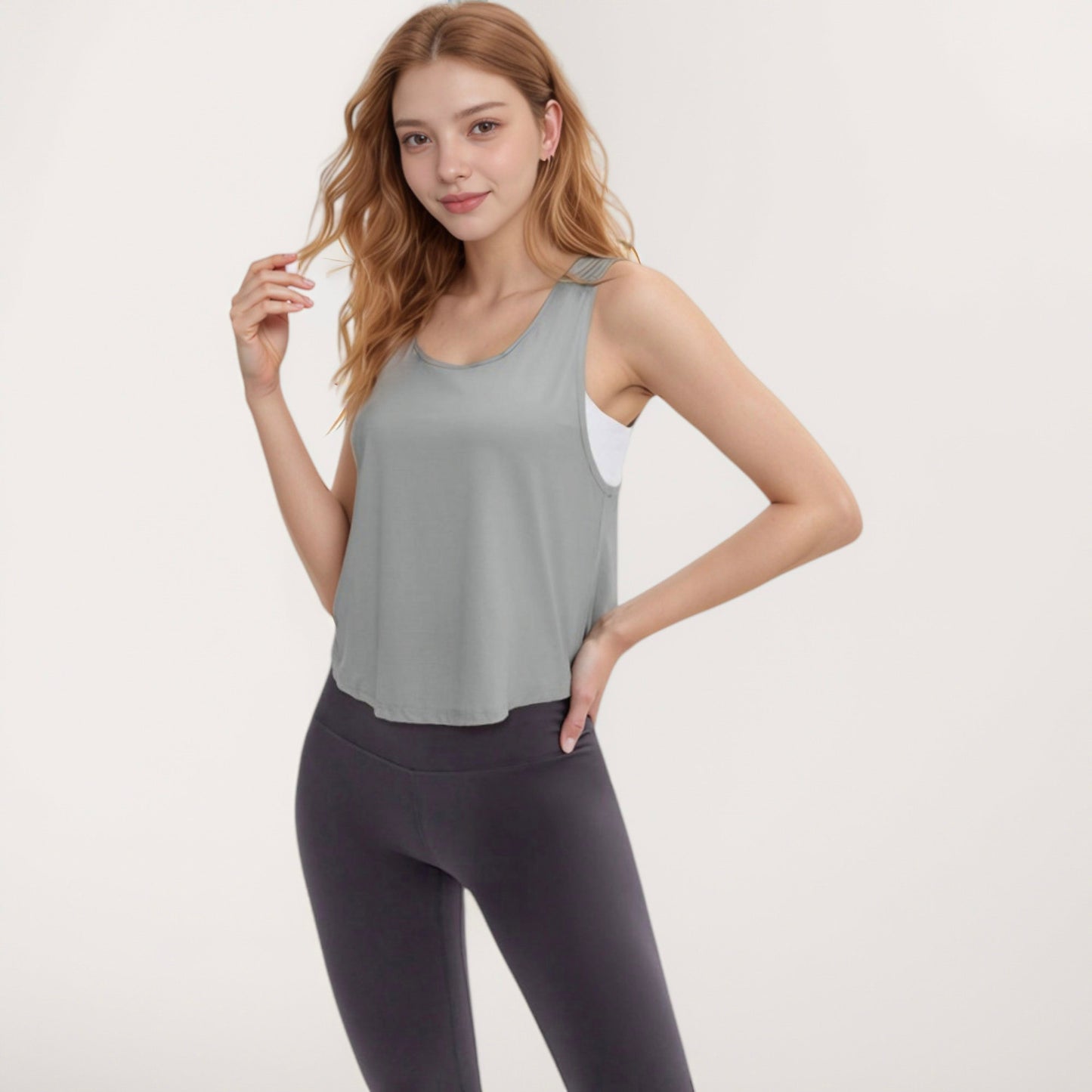 Anna-Kaci Active Women's Sleeveless Scoop Neck Cropped Tank Top for Workout and Casual Layering