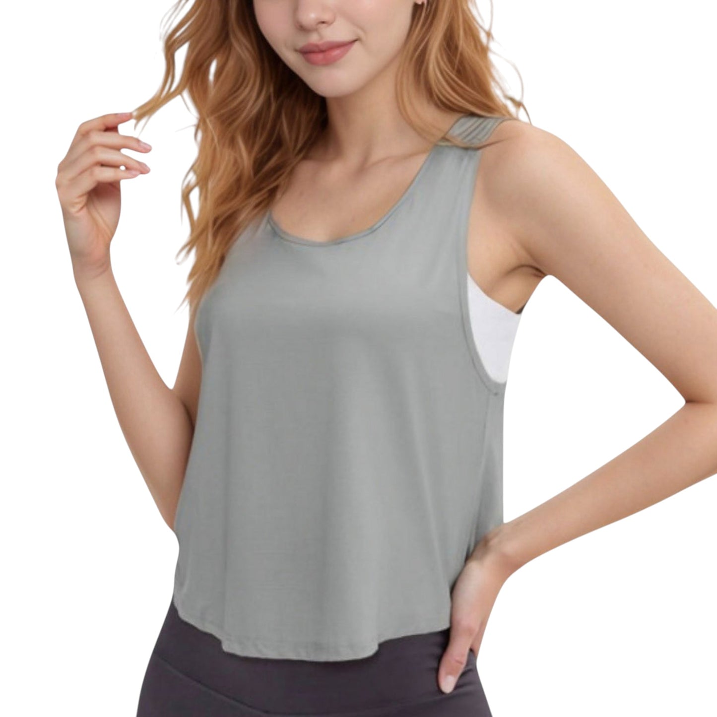 Anna-Kaci Active Women's Sleeveless Scoop Neck Cropped Tank Top for Workout and Casual Layering