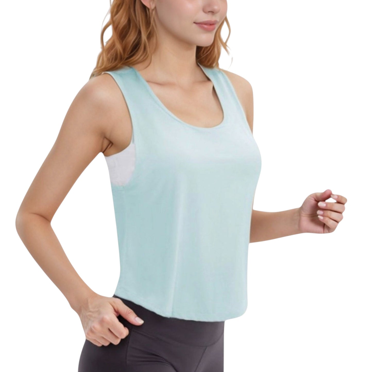 Anna-Kaci Active Women's Sleeveless Scoop Neck Cropped Tank Top for Workout and Casual Layering