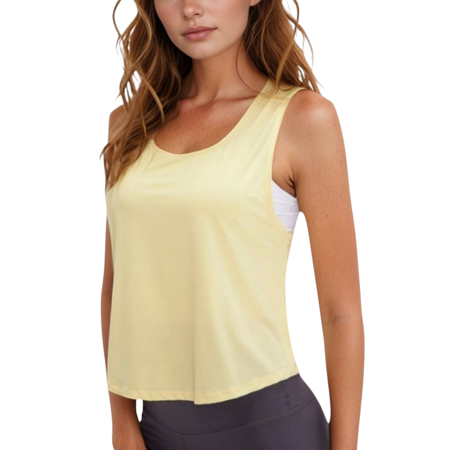 Anna-Kaci Active Women's Sleeveless Scoop Neck Cropped Tank Top for Workout and Casual Layering