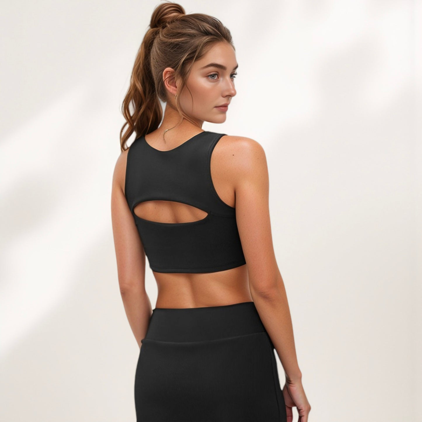 Anna-Kaci Active Women's Sports Bra with Scoop Neck and Front Cutout Design for Low to Medium Impact Workouts