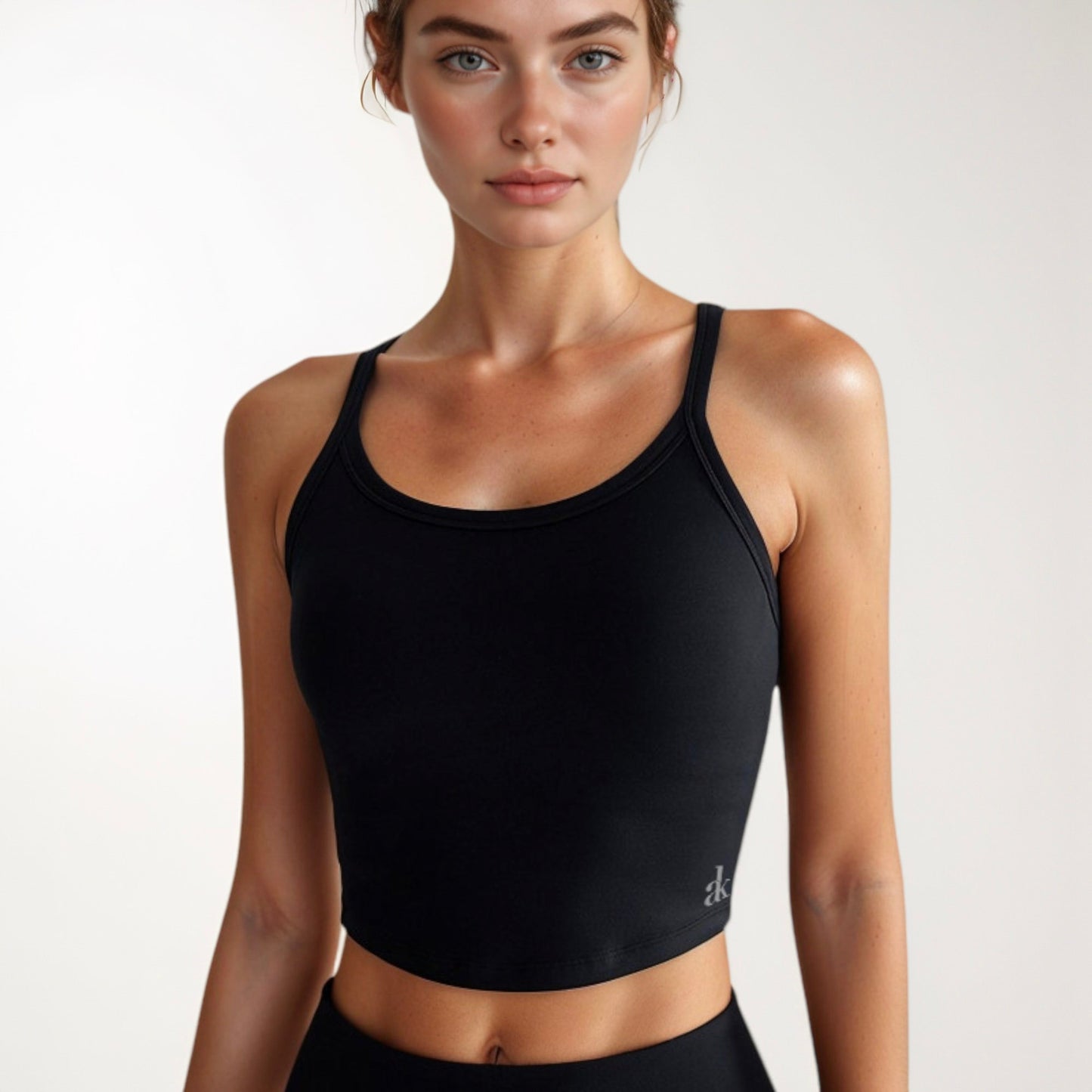 Anna-Kaci Active Women's Cropped Sports Tank Top with Thin Straps and Scoop Neck for Everyday Activewear