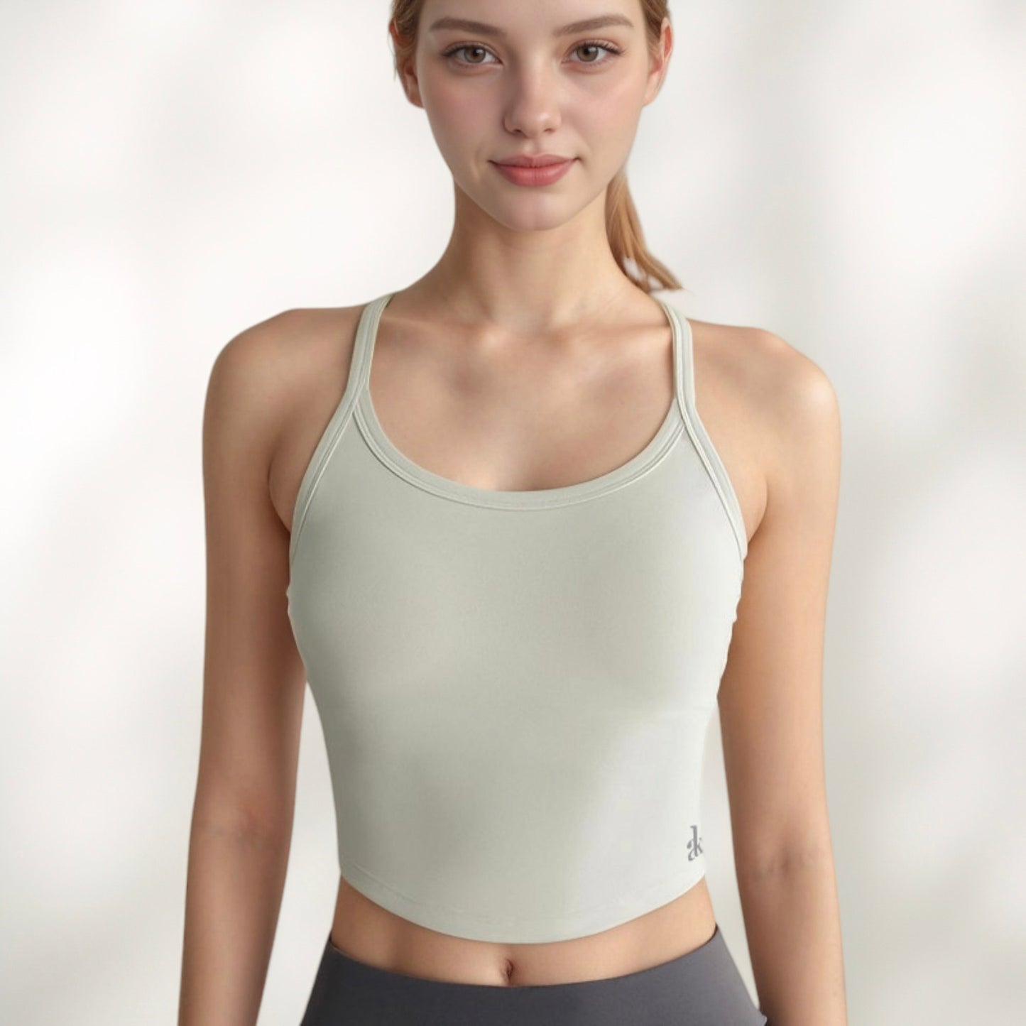 Anna-Kaci Active Women's Cropped Sports Tank Top with Thin Straps and Scoop Neck for Everyday Activewear