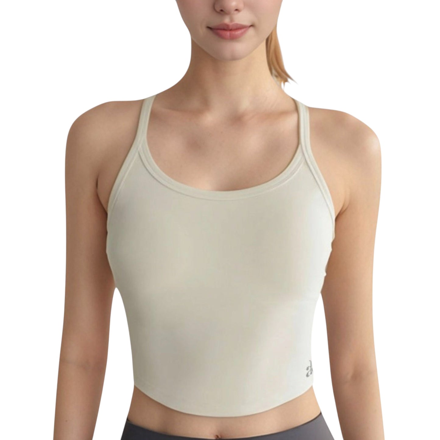Anna-Kaci Active Women's Cropped Sports Tank Top with Thin Straps and Scoop Neck for Everyday Activewear