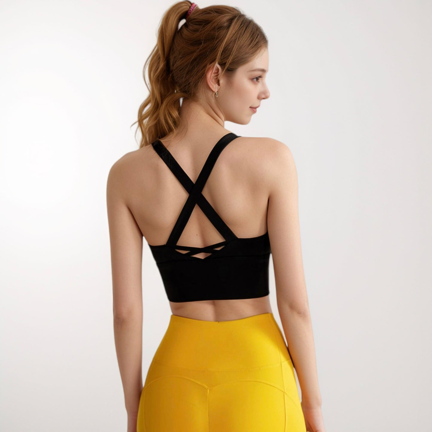 Anna-Kaci Active Women's Crisscross Back Sports Bra with Wide Elastic Band and Supportive Straps for Activewear