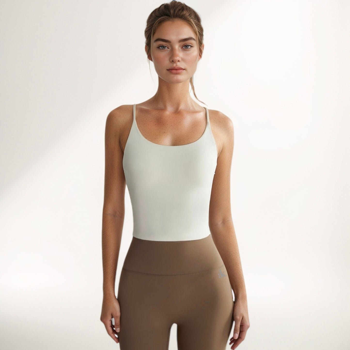 Anna-Kaci Active Women's Spaghetti Strap Activewear Tank with Built-In Bra and Seamless Longline Fit for Workout or Yoga