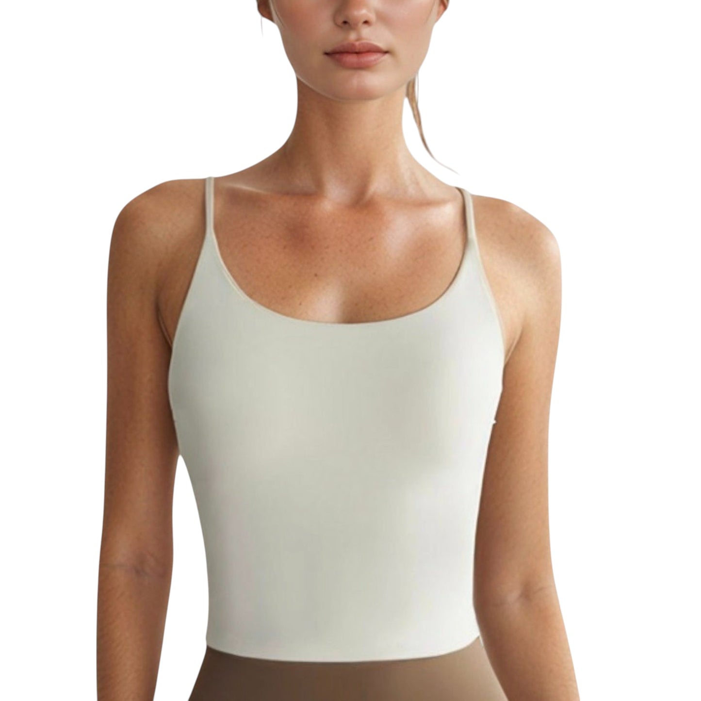 Anna-Kaci Active Women's Spaghetti Strap Activewear Tank with Built-In Bra and Seamless Longline Fit for Workout or Yoga