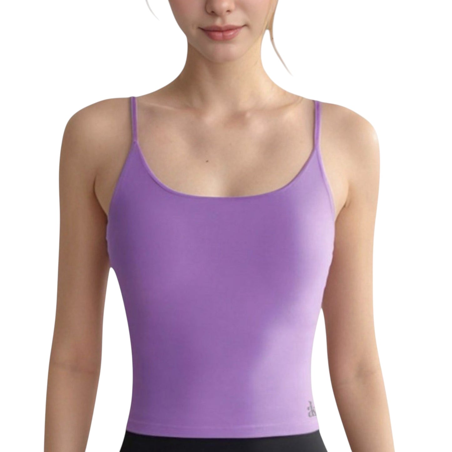 Anna-Kaci Active Women's Spaghetti Strap Activewear Tank with Built-In Bra and Seamless Longline Fit for Workout or Yoga