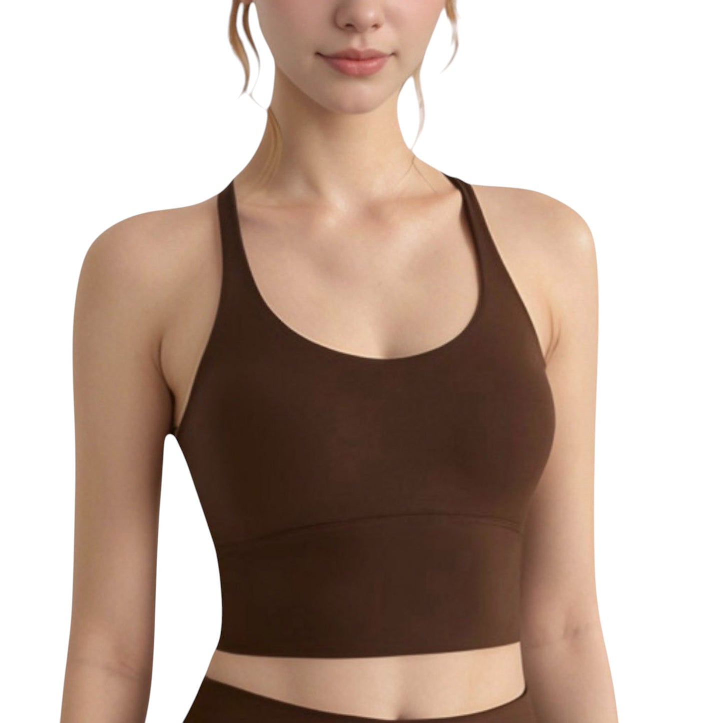 Anna-Kaci Active Women's Longline Sports Bra with Scoop Neck and Thin Strap Design for Yoga and Low Impact Workouts