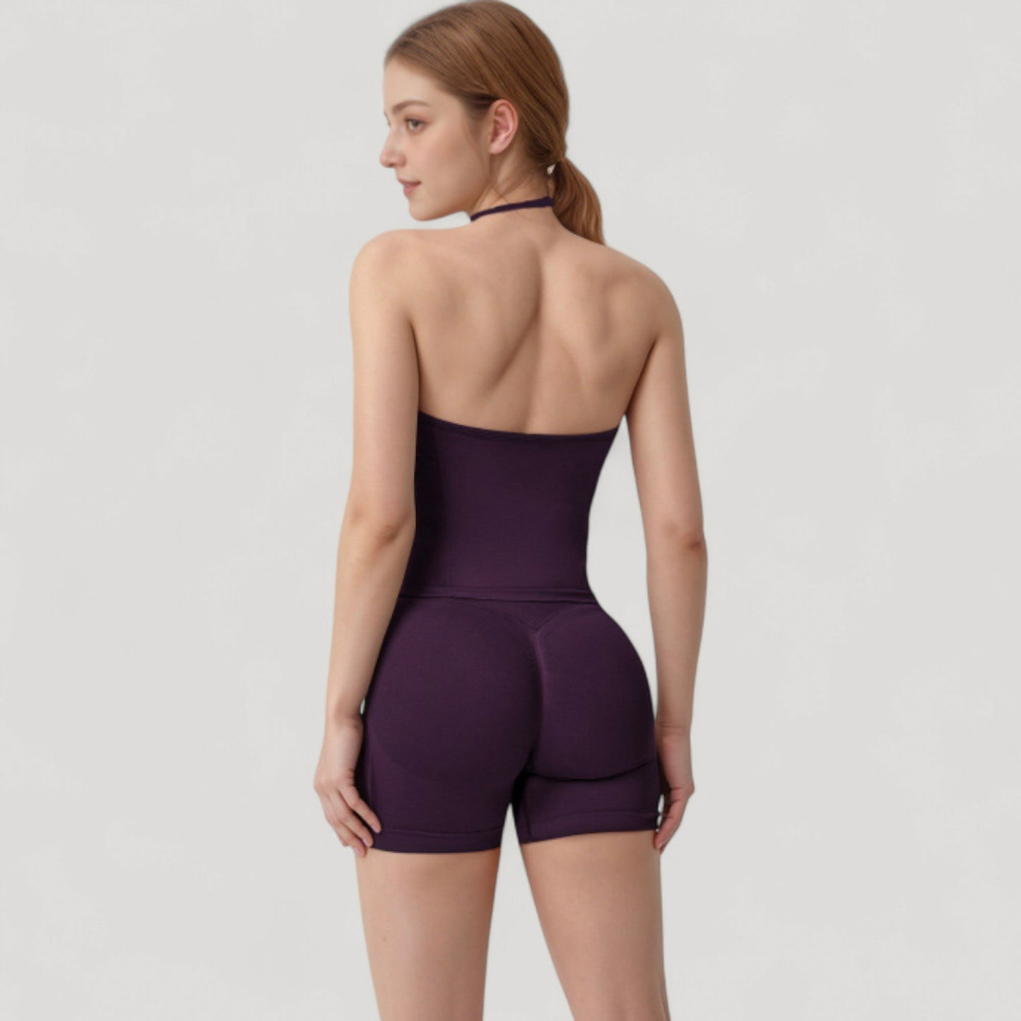 Anna-Kaci Active Women's Seamless Padded Cami Tank Top with Ruched Front Detail and Adjustable Halter Straps - Small, Gray
