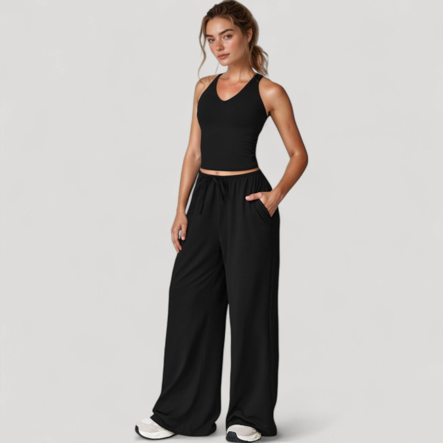 Anna-Kaci Active Women's Cropped Active Tank Top with Built-In Bra and Racerback Design - Small, Brown