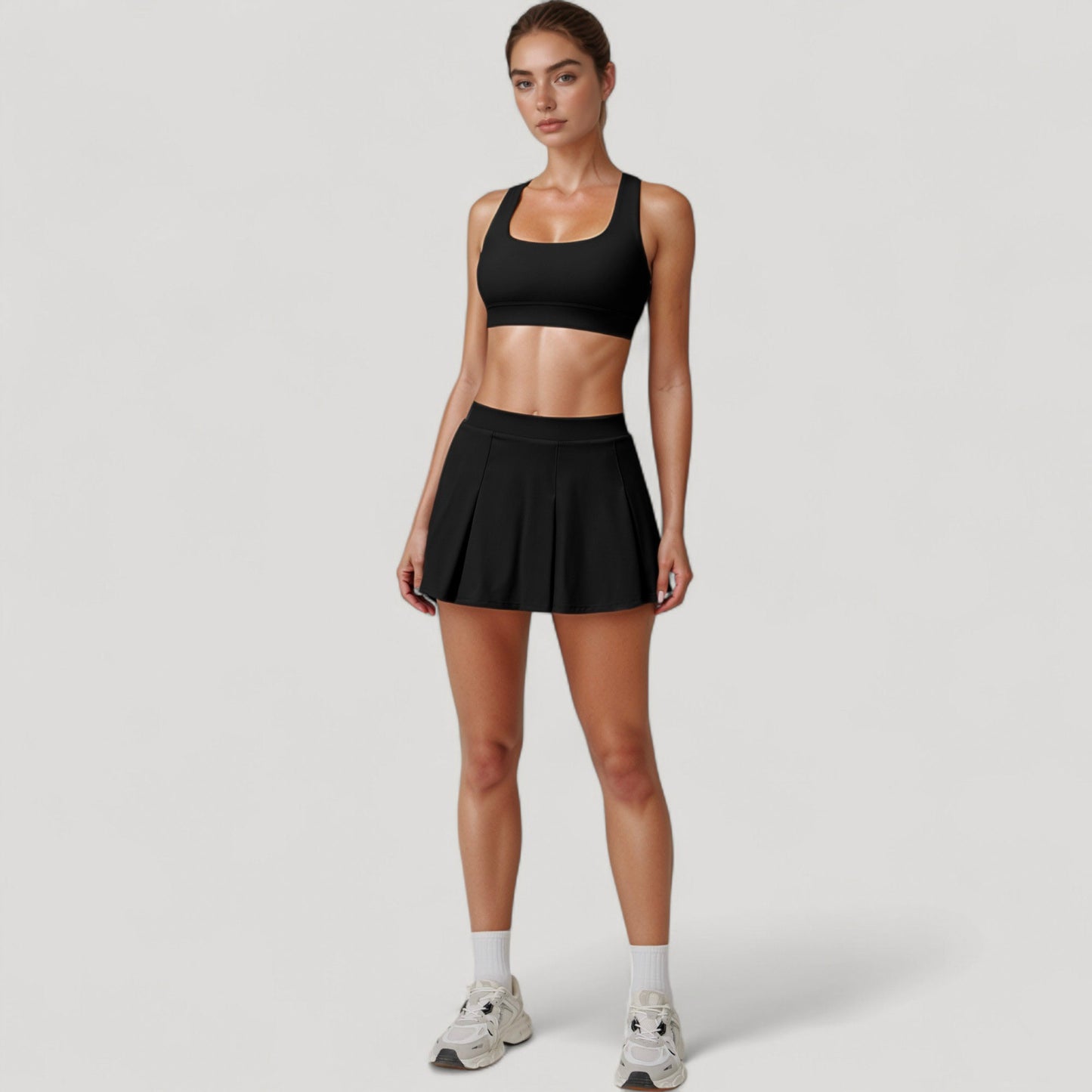 Anna-Kaci Women's Square Neckline Sports Bra with Supportive Underband for Low to Medium Impact Activities