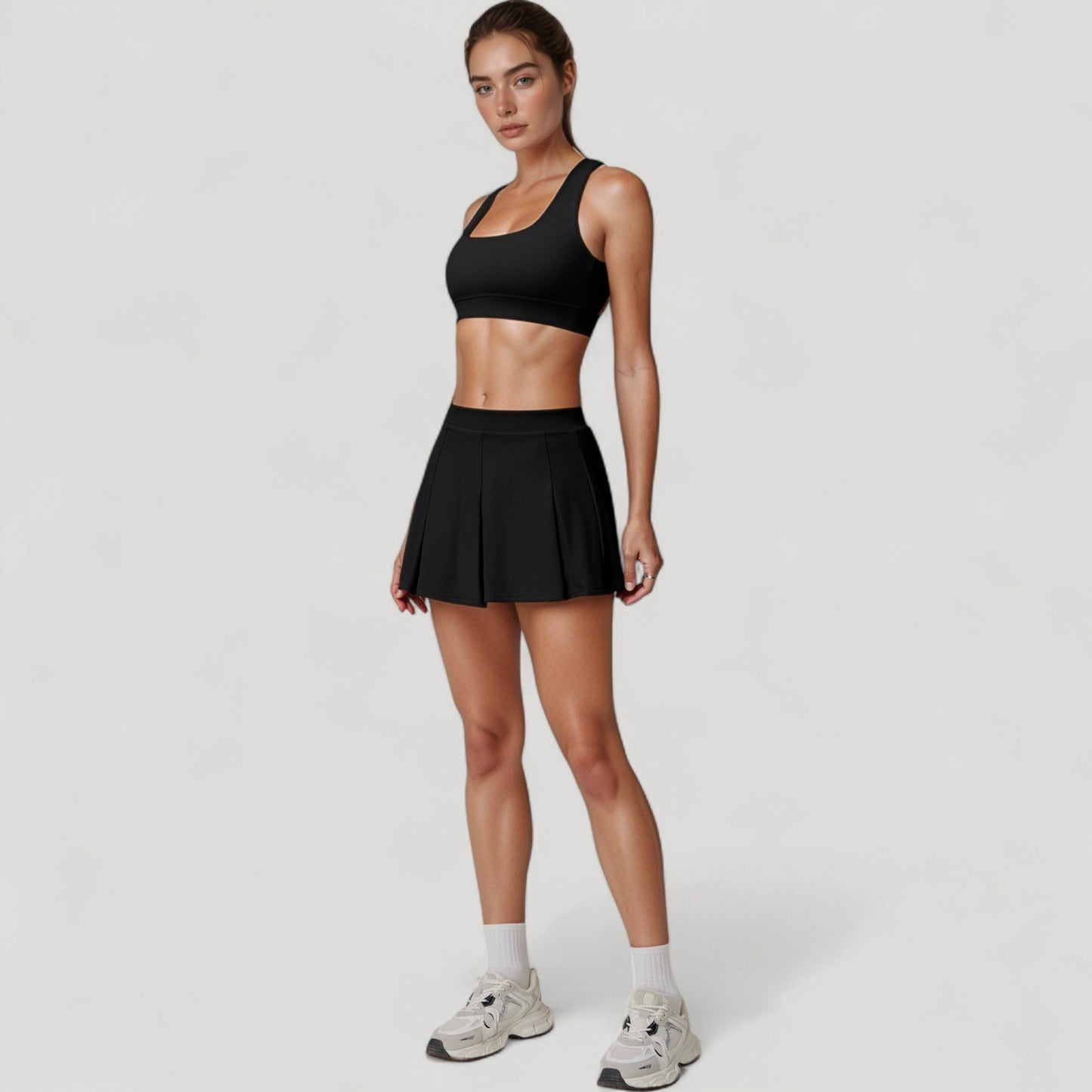 Anna-Kaci Women's Square Neckline Sports Bra with Supportive Underband for Low to Medium Impact Activities