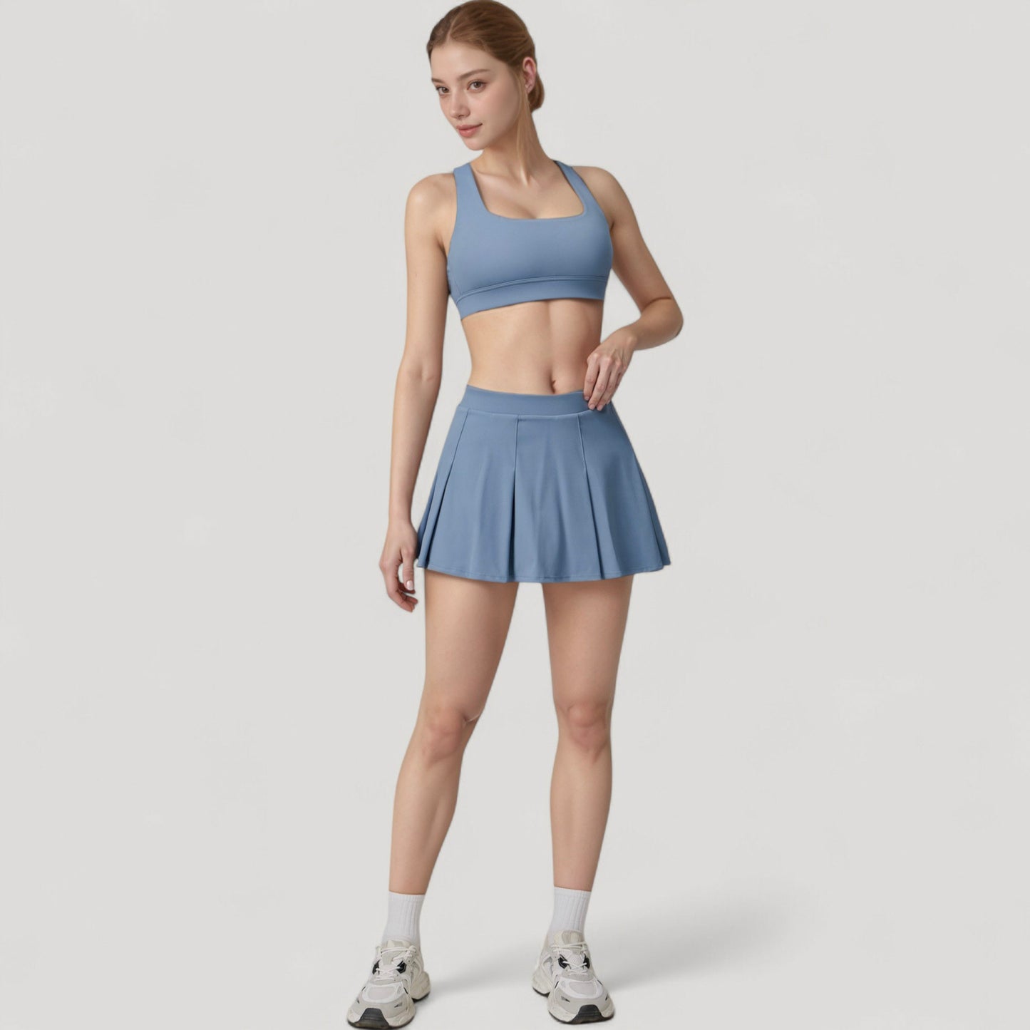 Anna-Kaci Women's Square Neckline Sports Bra with Supportive Underband for Low to Medium Impact Activities
