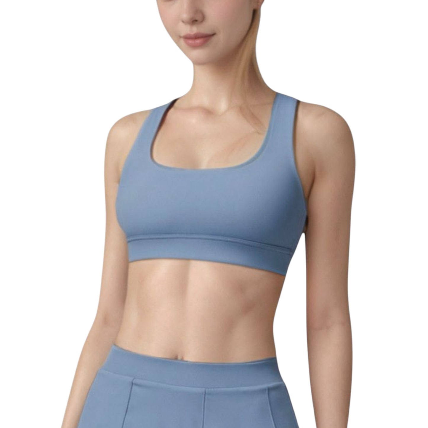 Anna-Kaci Women's Square Neckline Sports Bra with Supportive Underband for Low to Medium Impact Activities