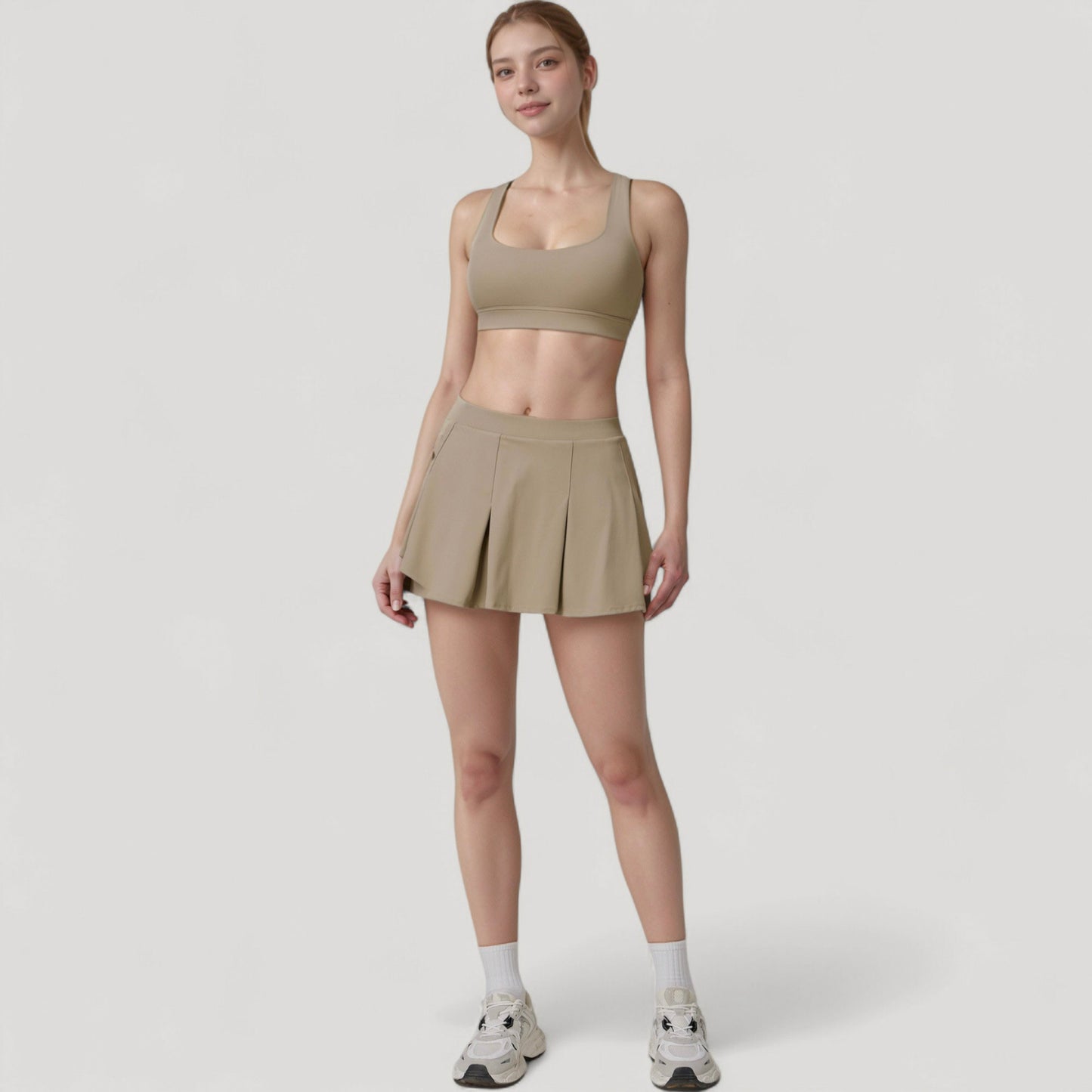 Anna-Kaci Women's Square Neckline Sports Bra with Supportive Underband for Low to Medium Impact Activities
