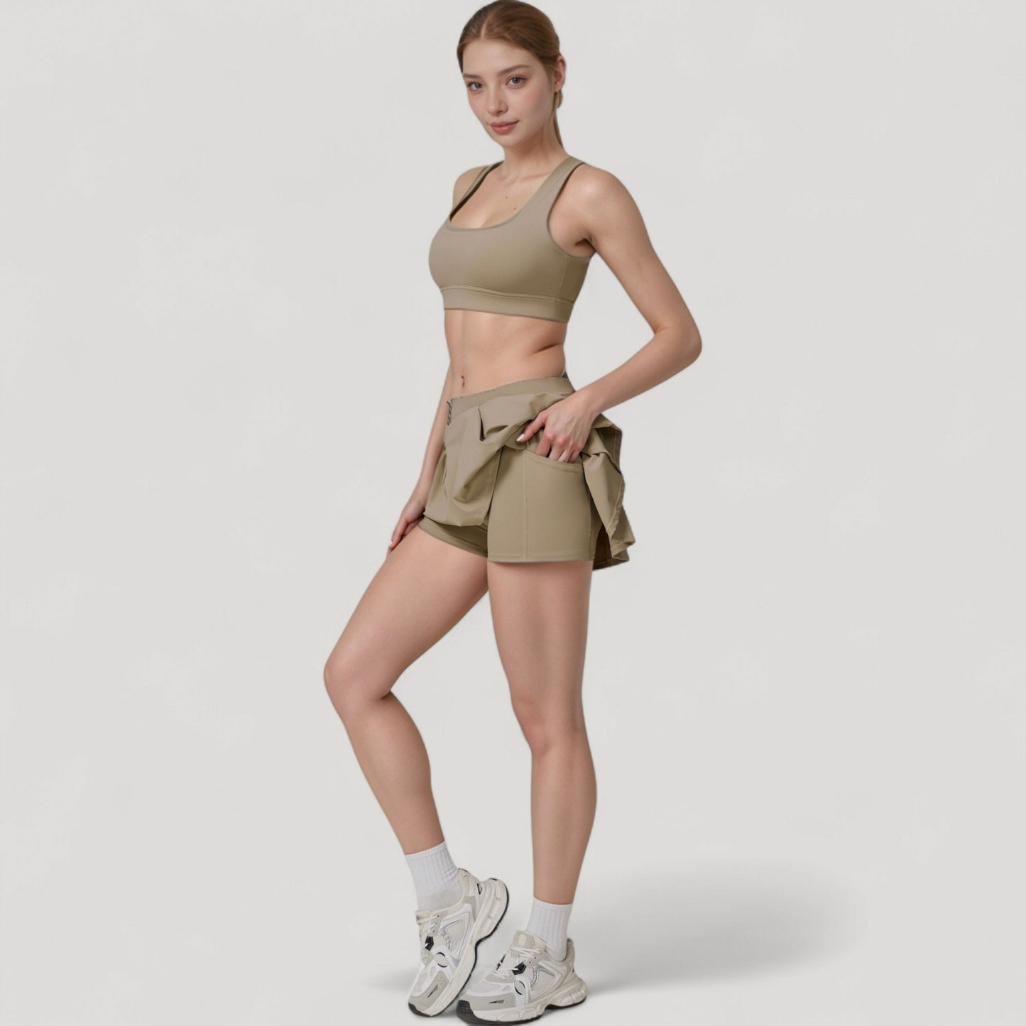 Anna-Kaci Women's Square Neckline Sports Bra with Supportive Underband for Low to Medium Impact Activities