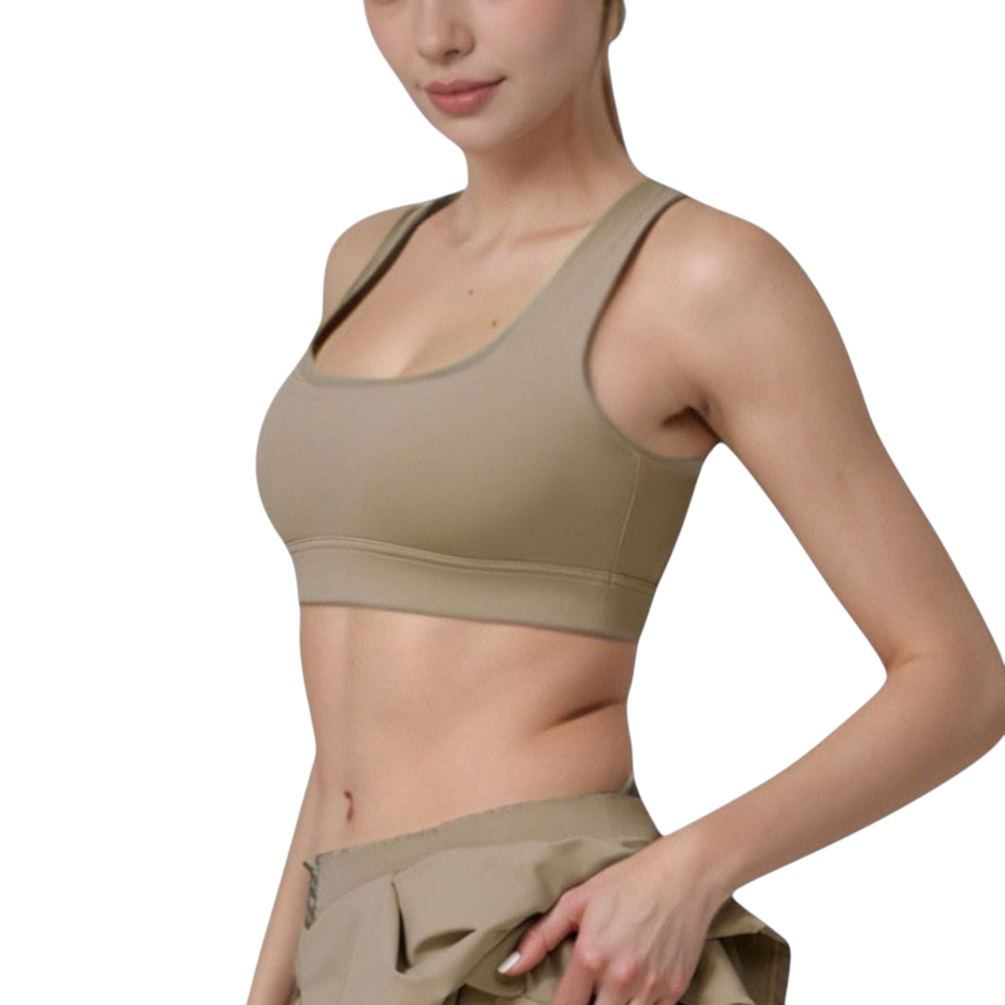 Anna-Kaci Women's Square Neckline Sports Bra with Supportive Underband for Low to Medium Impact Activities