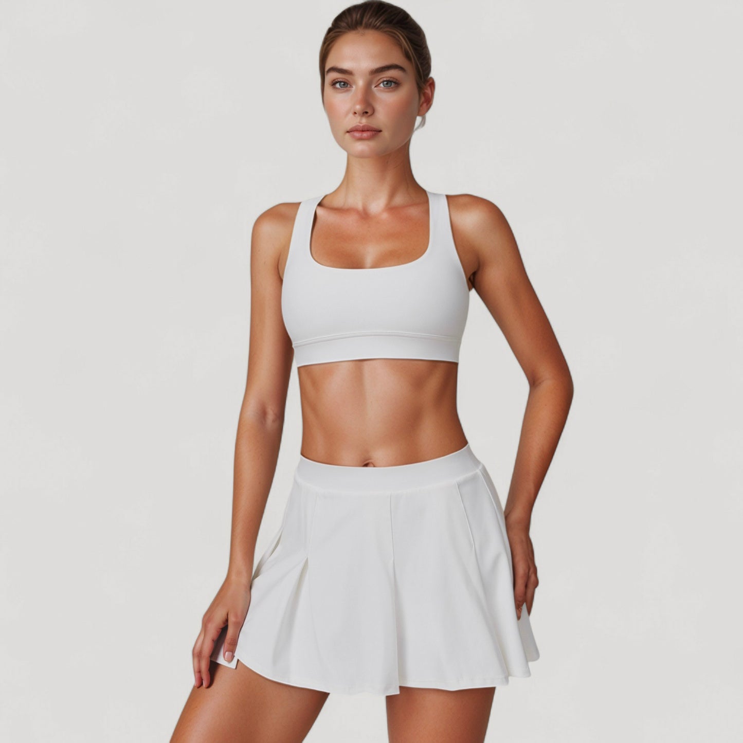 Anna-Kaci Women's Square Neckline Sports Bra with Supportive Underband for Low to Medium Impact Activities