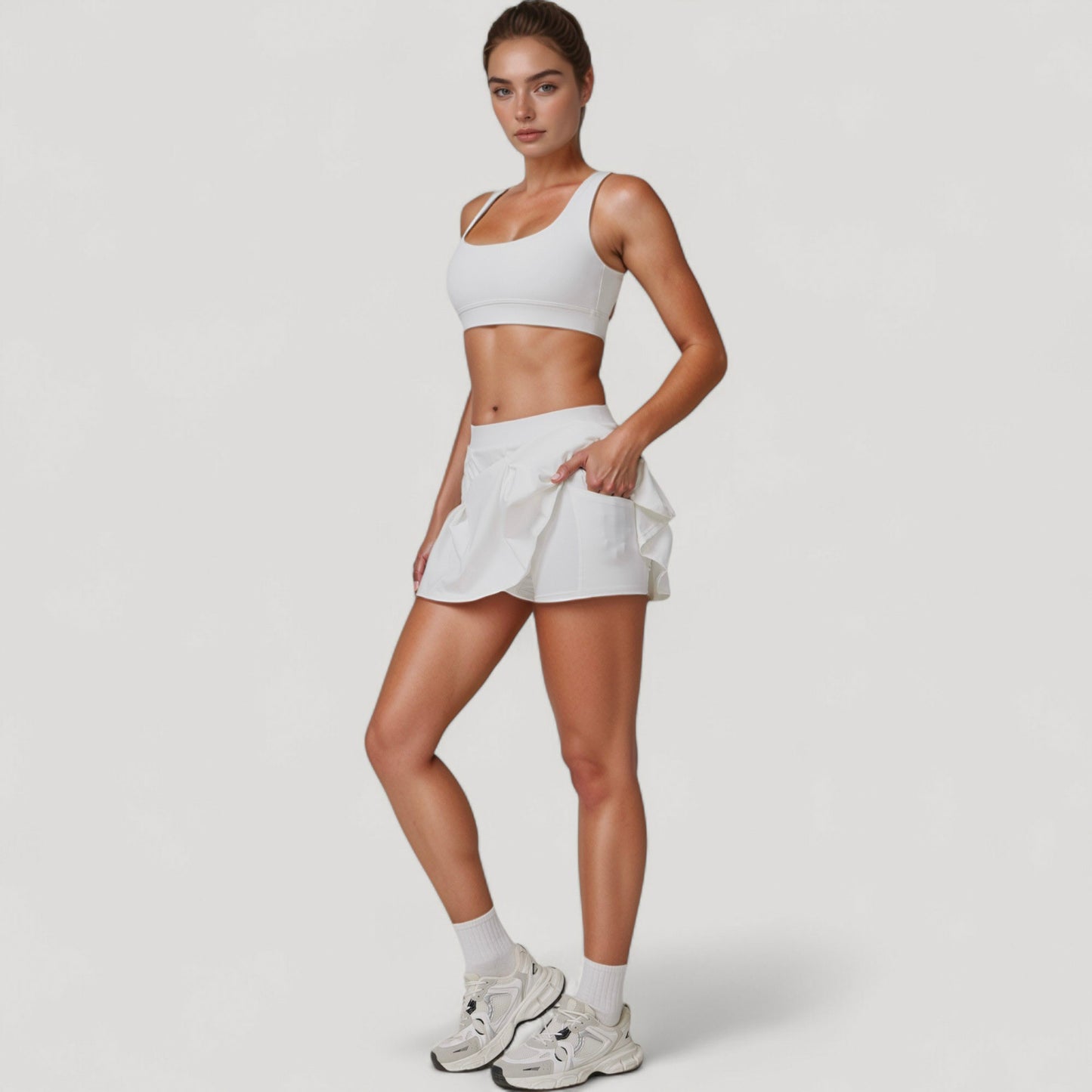 Anna-Kaci Women's Square Neckline Sports Bra with Supportive Underband for Low to Medium Impact Activities