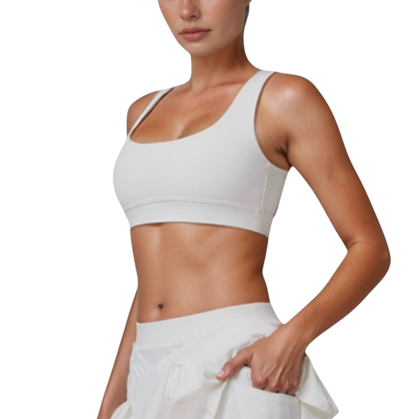 Anna-Kaci Women's Square Neckline Sports Bra with Supportive Underband for Low to Medium Impact Activities