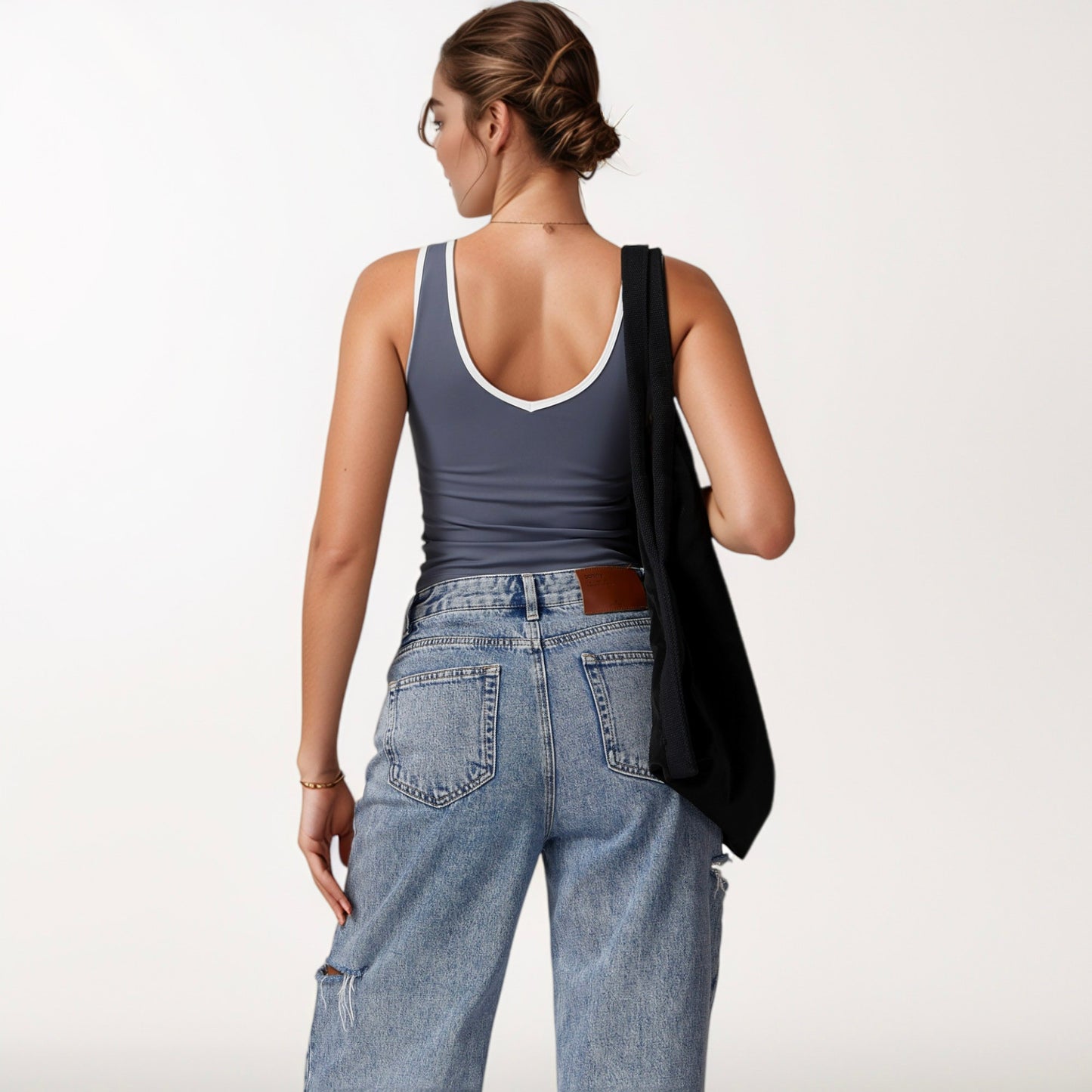 Anna-Kaci Active Women's Contrast Trim Cropped Tank Top with Scoop Neck and Stretch Fit for Yoga and Everyday Wear