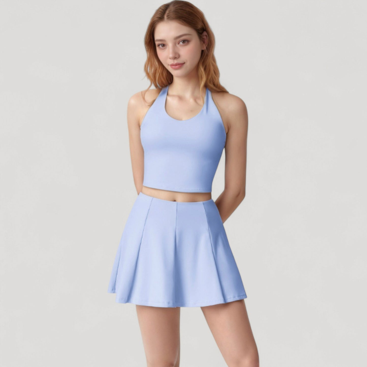 Anna-Kaci Active Women's Active Skort with Inner Shorts and Side Pockets for Movement and Storage - Small, Blue