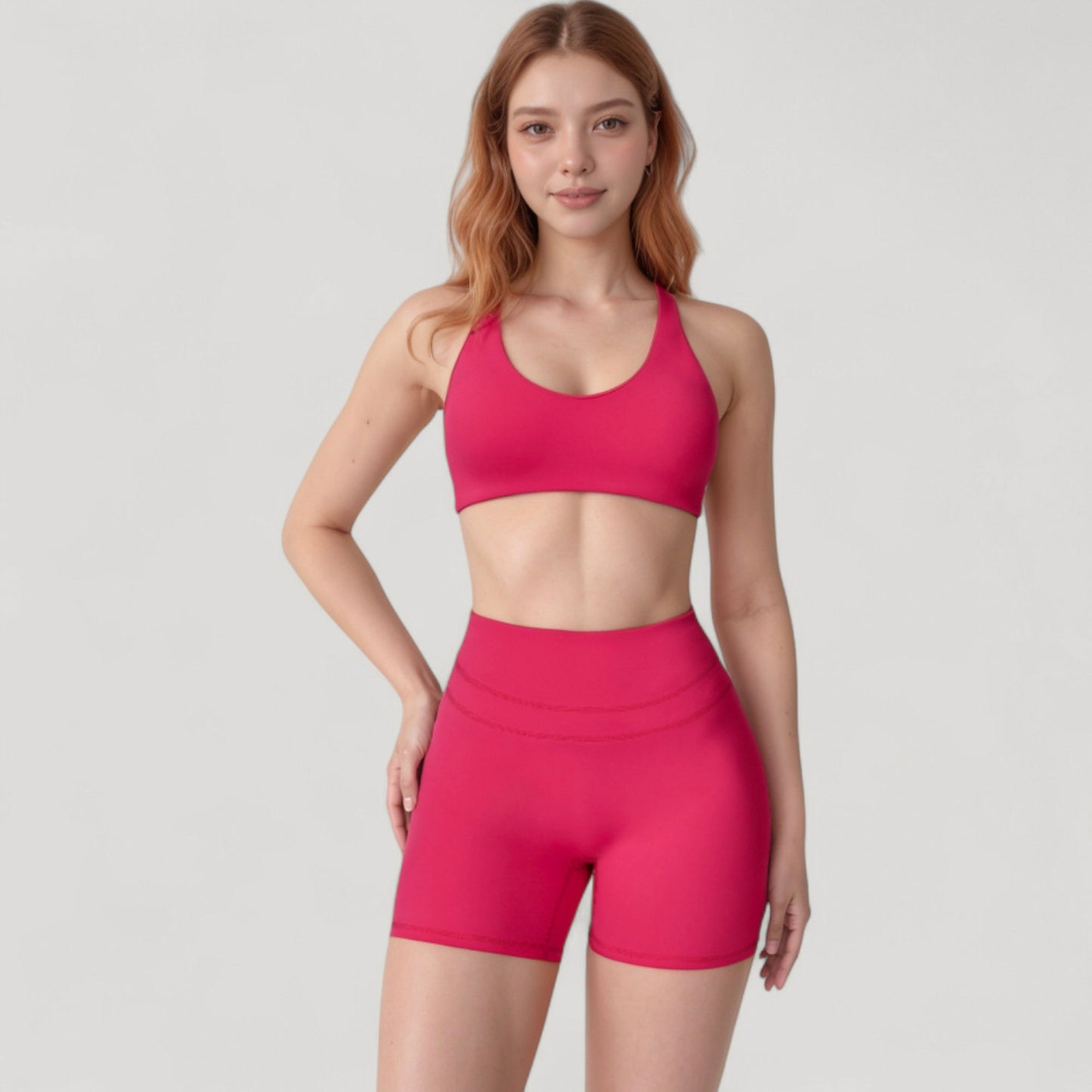 Anna-Kaci Active Women's High Waist Seamless Biker Shorts with Wide Waistband and Stretch Fit for Active Comfort - Small, Fuchsia