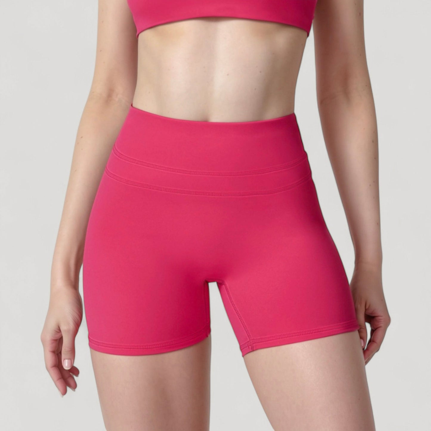 Anna-Kaci Active Women's High Waist Seamless Biker Shorts with Wide Waistband and Stretch Fit for Active Comfort - Small, Fuchsia