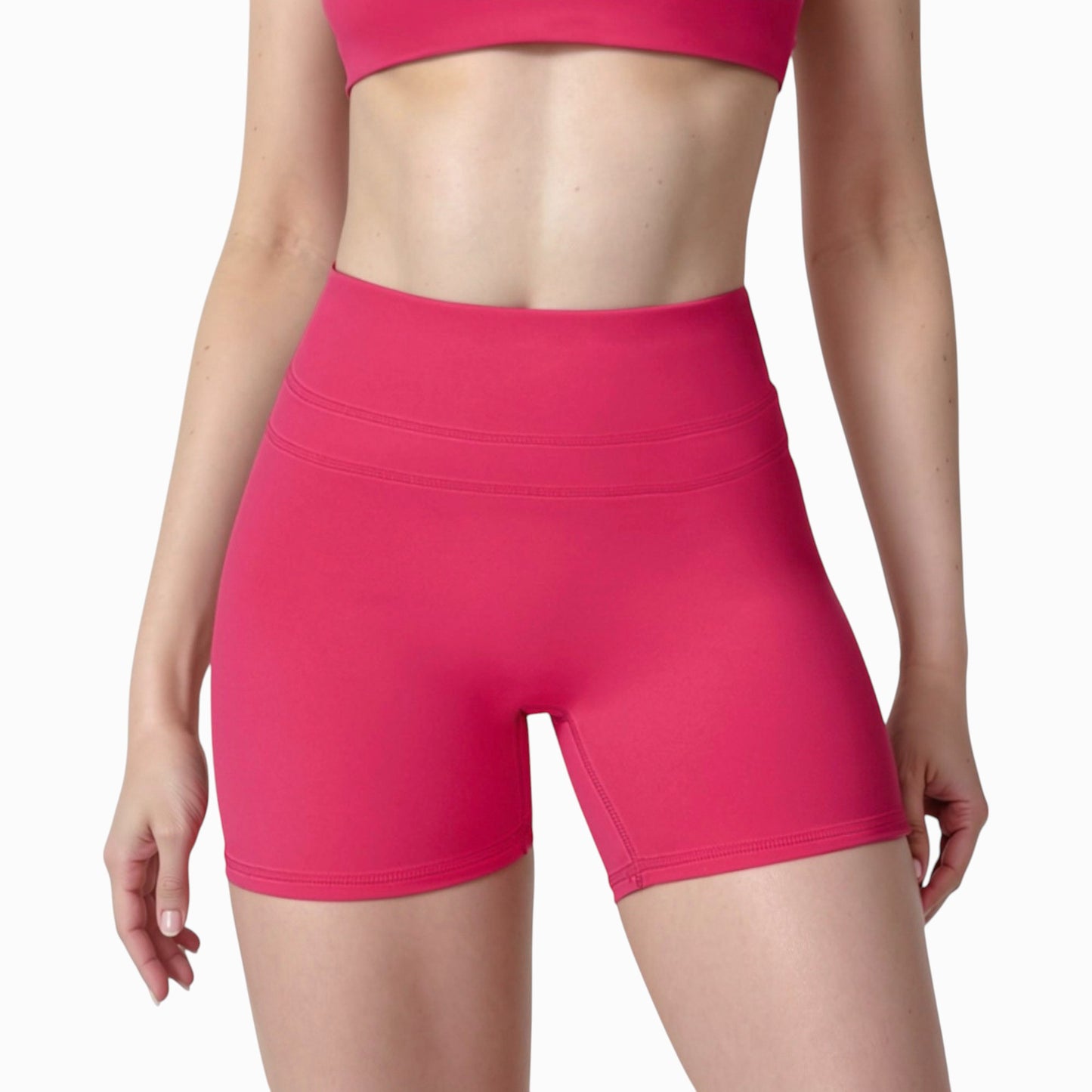 Anna-Kaci Active Women's High Waist Seamless Biker Shorts with Wide Waistband and Stretch Fit for Active Comfort - Small, Fuchsia