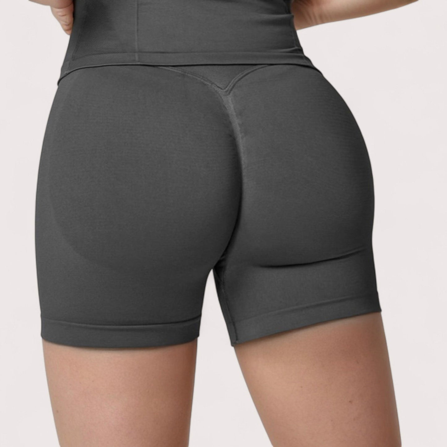Anna-Kaci Active Women's High Waist Compression Biker Shorts with Sculpting Seam Detail and Stretch Fit Fabric - Small, Gray
