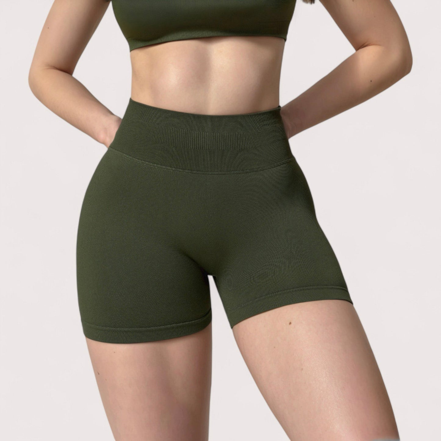 Anna-Kaci Active Women's High Waist Compression Biker Shorts with Sculpting Seam Detail and Stretch Fit Fabric - Small, Gray