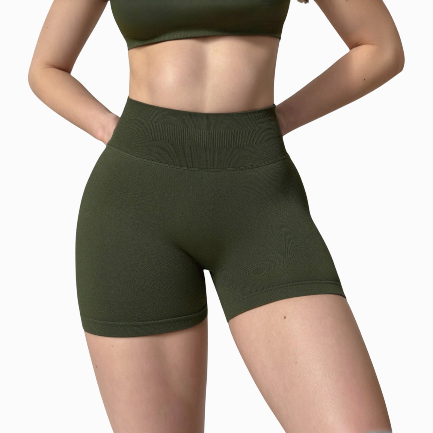 Anna-Kaci Active Women's High Waist Compression Biker Shorts with Sculpting Seam Detail and Stretch Fit Fabric - Small, Gray