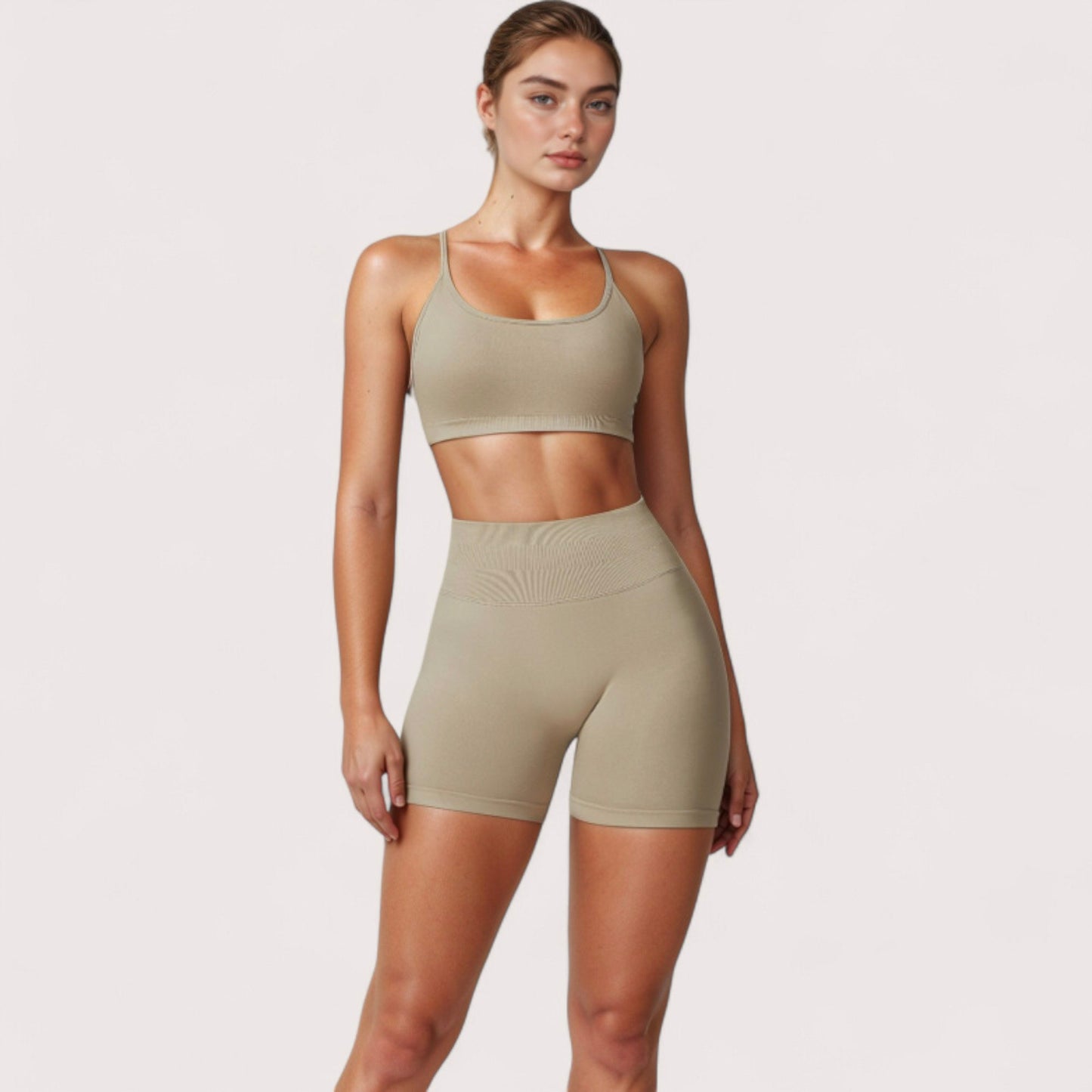 Anna-Kaci Active Women's High Waist Compression Biker Shorts with Sculpting Seam Detail and Stretch Fit Fabric - Small, Gray