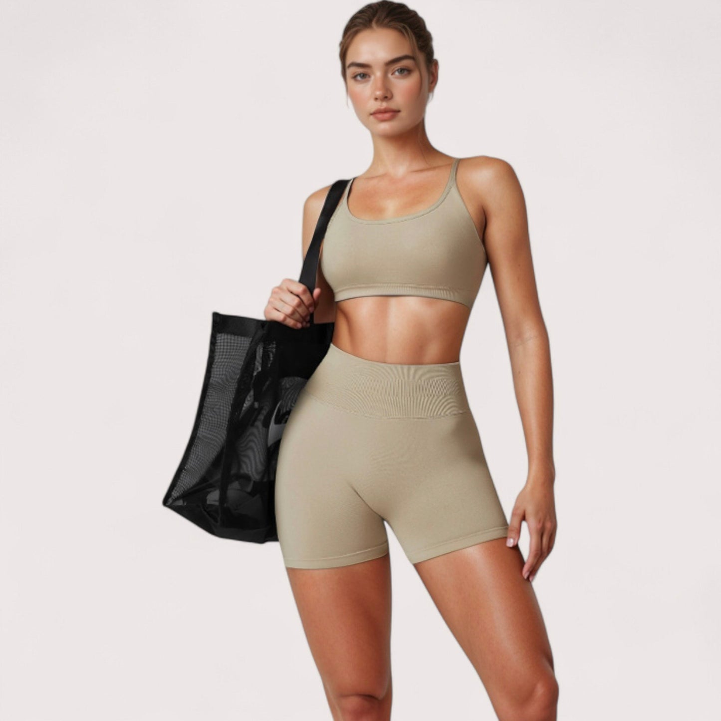 Anna-Kaci Active Women's High Waist Compression Biker Shorts with Sculpting Seam Detail and Stretch Fit Fabric - Small, Gray