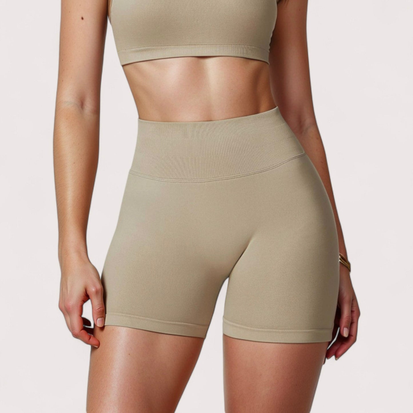 Anna-Kaci Active Women's High Waist Compression Biker Shorts with Sculpting Seam Detail and Stretch Fit Fabric - Small, Gray