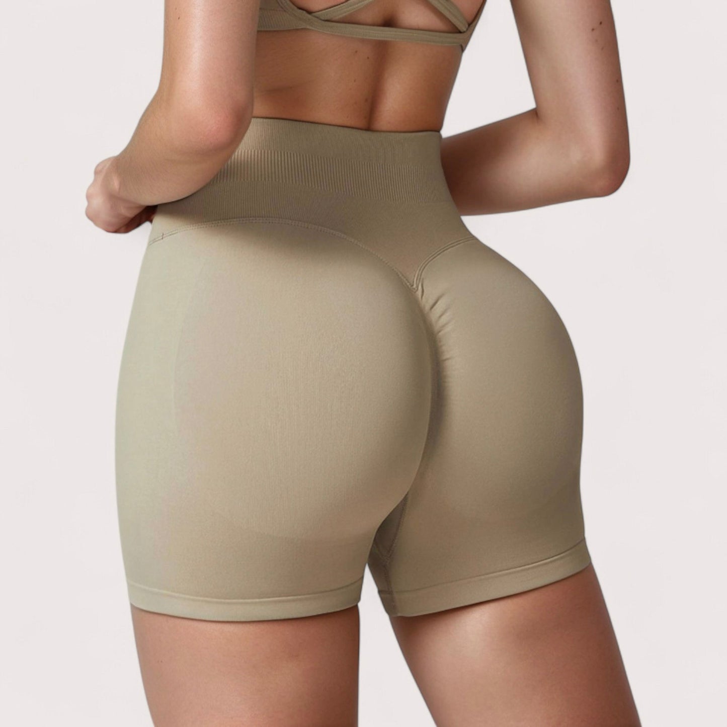 Anna-Kaci Active Women's High Waist Compression Biker Shorts with Sculpting Seam Detail and Stretch Fit Fabric - Small, Gray