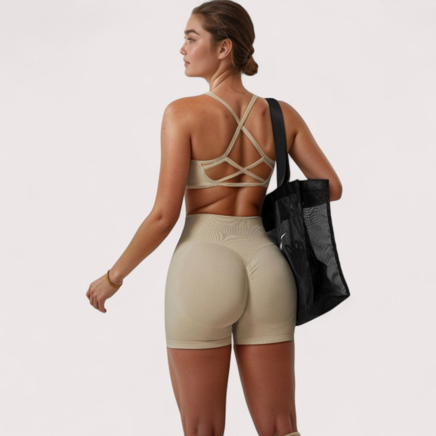 Anna-Kaci Active Women's High Waist Compression Biker Shorts with Sculpting Seam Detail and Stretch Fit Fabric - Small, Gray